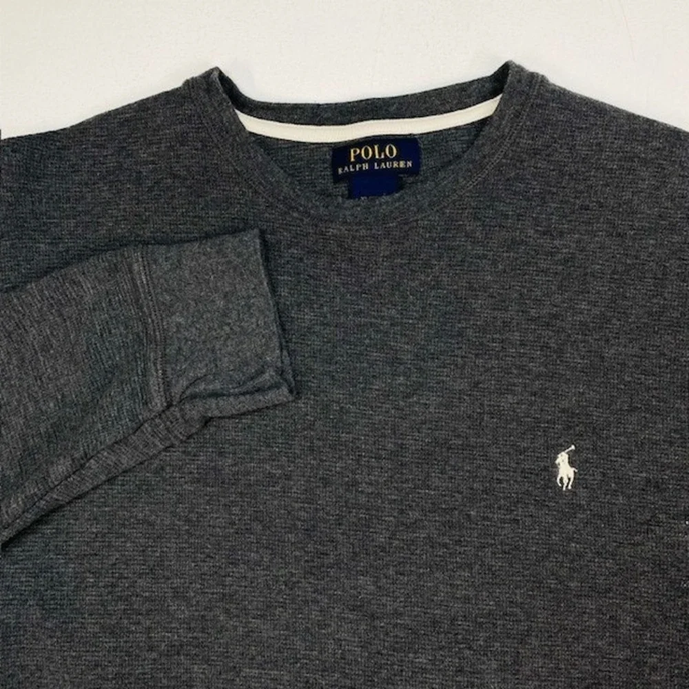 Polo Ralph Lauren Mens XL Charcoal Gray Waffle Knit Cotton Thermal Shirt L/S